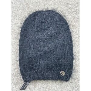 Chuns Hat Beanie Womens Black Fuzzy Knit Soft‎ Winter Cozy Warm Logo New